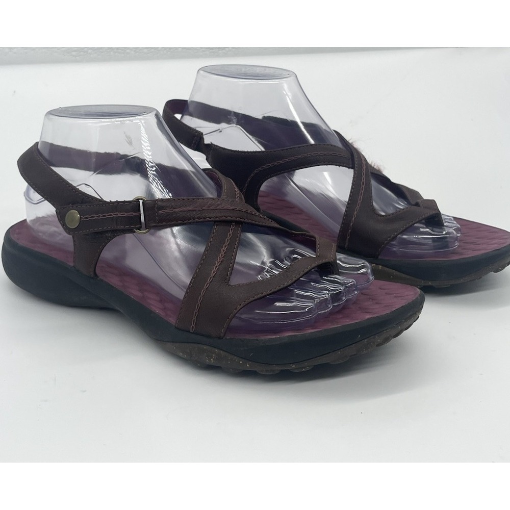 Privo Clarks Bucky Sandals Womens 8.5 M Strappy Open Toe Flats  Leather Burgundy